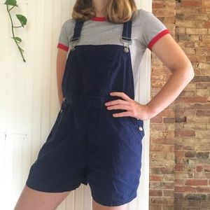 Navy overall shorts